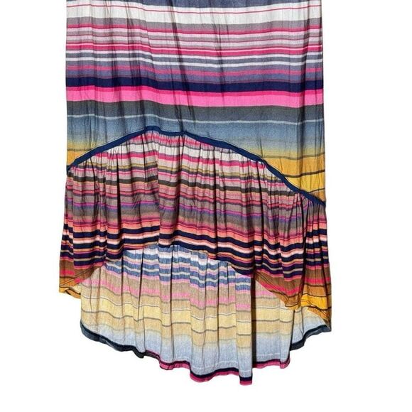 LAmade Strapless Bandeau Striped Dress High low Flounce Hem L Boho - Picture 6 of 8